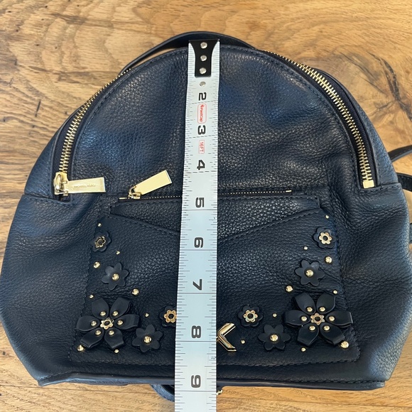 Authentic Michael Kors MK Blue Floral Studded Backpack Purse - Picture 5 of 17